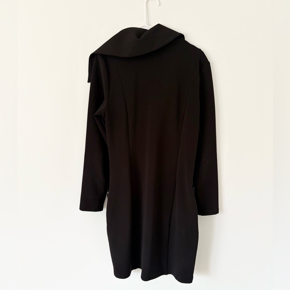 Samuel Dong Black Goth Textured Zip Up Oversized Collared Dress Jacket Medium - Picture 6 of 7